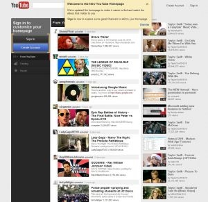 La nouvelle page d'accueil de YouTube