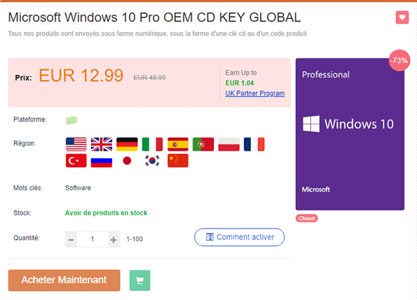 Licence Microsoft Windows urcdkey